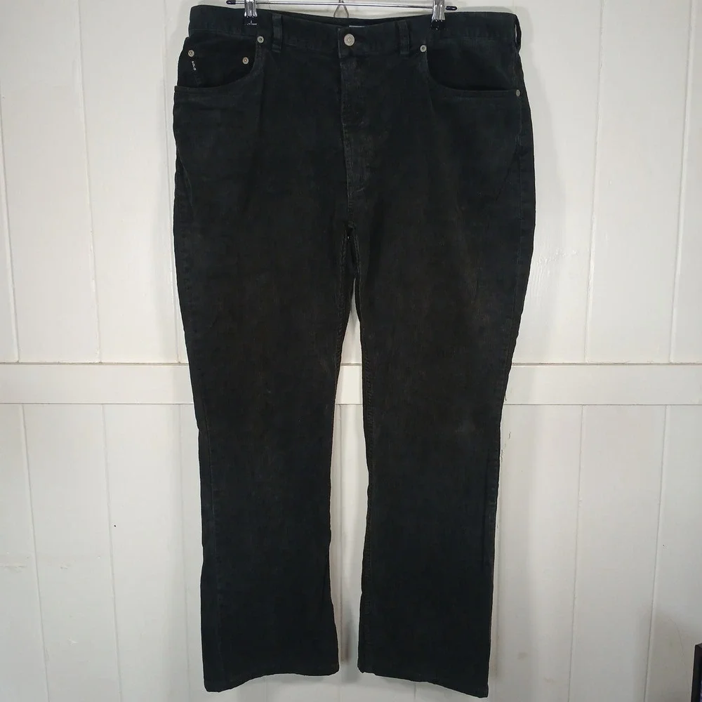 Polo Ralph Lauren Corduroy Pants Mens 40x30 Black Authentic Dungarees‎ Straight